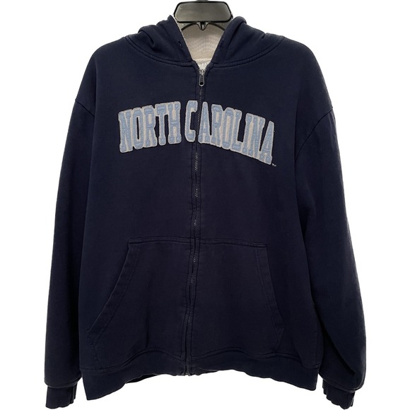 E Five Tops - UNC Tarheels Hoodie Sweatshirt Jacket Adult Large Y2K Thick Patch Letters